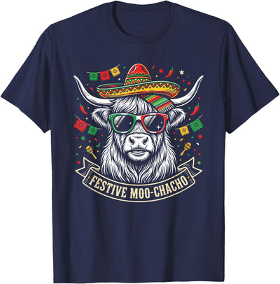 Vintage Highland Cow Cinco De Mayo Funny Retro Fiesta T-Shirt