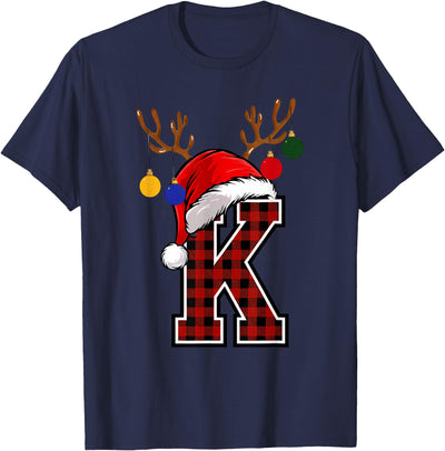 Cow Letter Name Initial Buffalo Plaid Alphabet Monogram 2 T-Shirt