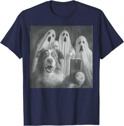 Spooky Aussie Moments Australian Shepherd Selfie Funny Ghost Halloween T-Shirt