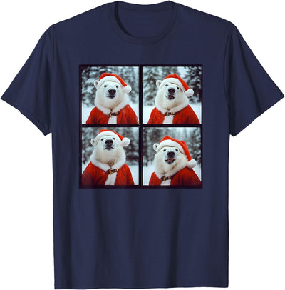Polar Bears Lover Xmas Photo Booth Men Women Kids Polar Bear Wearing Santa Outfit Winter Christmas T-Shirt