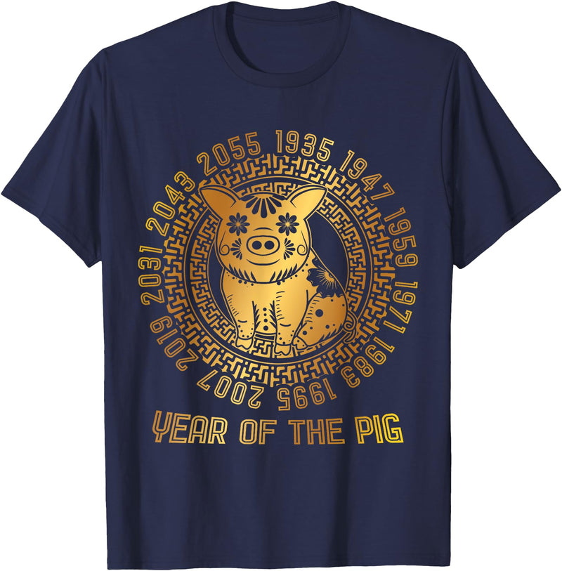 Chinese Zodiac Lunar New Year Astrology Horoscope Chinese New Year Of The Pig Chinese Zodiac Year 2031 T-Shirt - Navy Blue