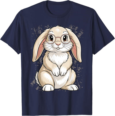 Rabbit in Round Glasses Portrait T-Shirt