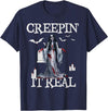 Horror Zombie Girl Halloween Pin Up Costumes Creeping It Real Zombie Lazy Halloween Costume Pinup Girl T-Shirt - Navy Blue