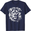 Älion. lion. Kids Unisex Black Lion Graphic Modern V-Neck T-Shirt - Navy Blue