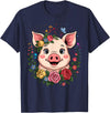 Pig Lover Gift Co. Cute Pig Lover Art for Women Girls Unique Piggy Related T-Shirt - Navy Blue
