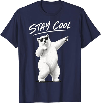Polar Bear Wearing Sunglasses with Stay Cool Quote T-Shirt
