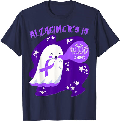 We Wear Purple Alzheimer's Awareness Support Squad Alzheimer's Is Boo Sheet Halloween T-Shirt