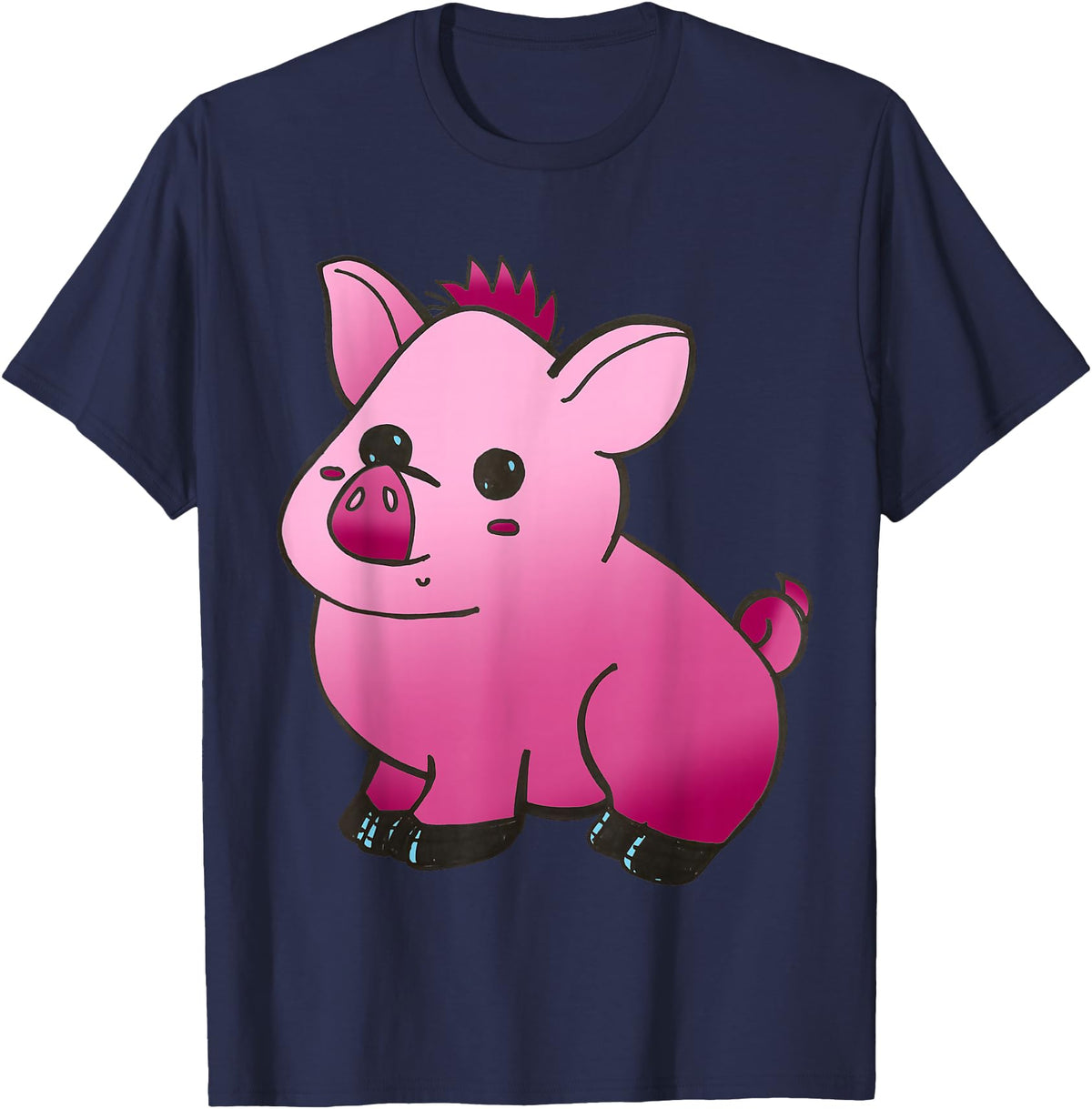 Repugly Hubert the Wobbly Pig T-Shirt - Navy Blue