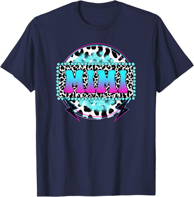 Groovy Mimi Cow Print Pattern Grandma Mother's Day T-Shirt