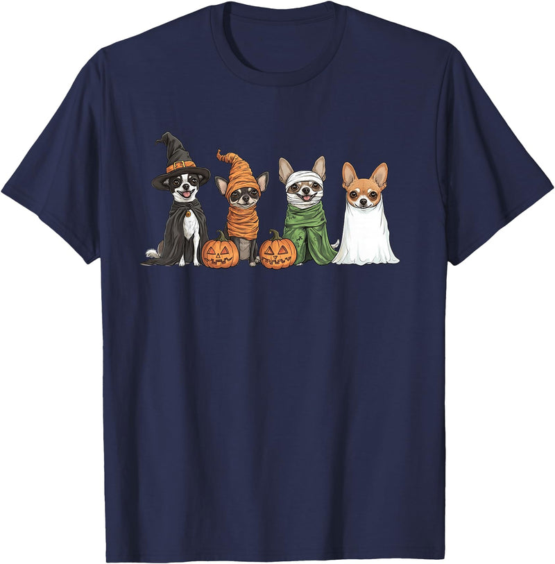 Cute Fall Chihuahua Dog Owner Halloween T-Shirt - Navy Blue