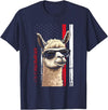 Llama Alpaca Designs Funny Llama US Flag Alpaca America Flag Funny Alpaca T-Shirt - Navy Blue