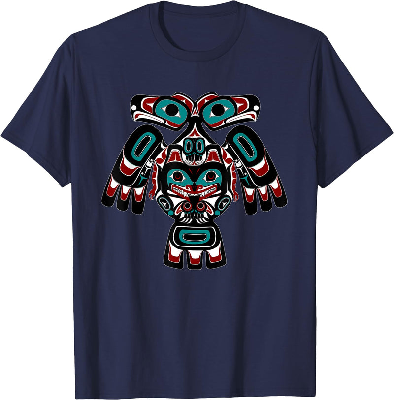 Tribal America Alaska Native American Indian Tlingit Eagle Bear Clan Spirit T-Shirt - Navy Blue