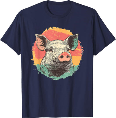 Vintage Pig Sunset Retro Farm Style Animal T-Shirt
