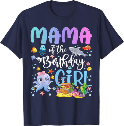 Mama of The Birthday Girl Sea Fish Ocean Aquarium T-Shirt