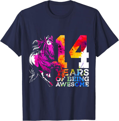 COOL HORSE DESIGNS AND OUTFITS HORSE 14 YEARS OF BEING AWESOME RIDING 14TH BIRTHDAY T-Shirt