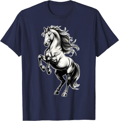 Urban Empyre Shire Horse White Equestrian Rearing T-Shirt - Straight