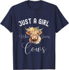 Just A Girl Who Loves Cows Tee Just a Girl Who Loves Cows Funny Cute Cow for Girls Women T-Shirt - Navy Blue