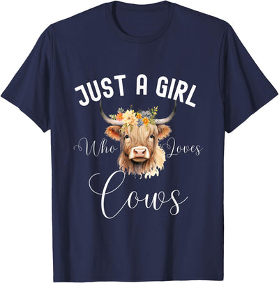 Just a Girl Who Loves Cows Funny Cute Cow for Girls T-Shirt