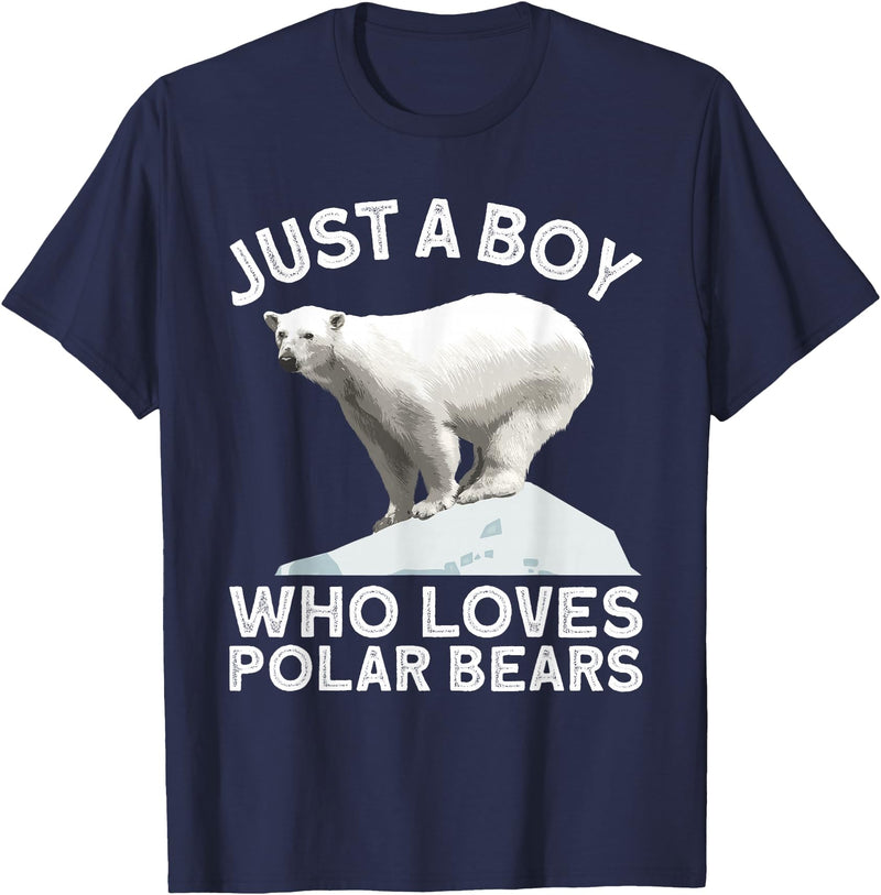 Polar Bear Gift Polar Bear Accessories & Stuff Cool Polar Bear For Boys Kids Polar Bear Lover Arctic Animal T-Shirt - Navy Blue