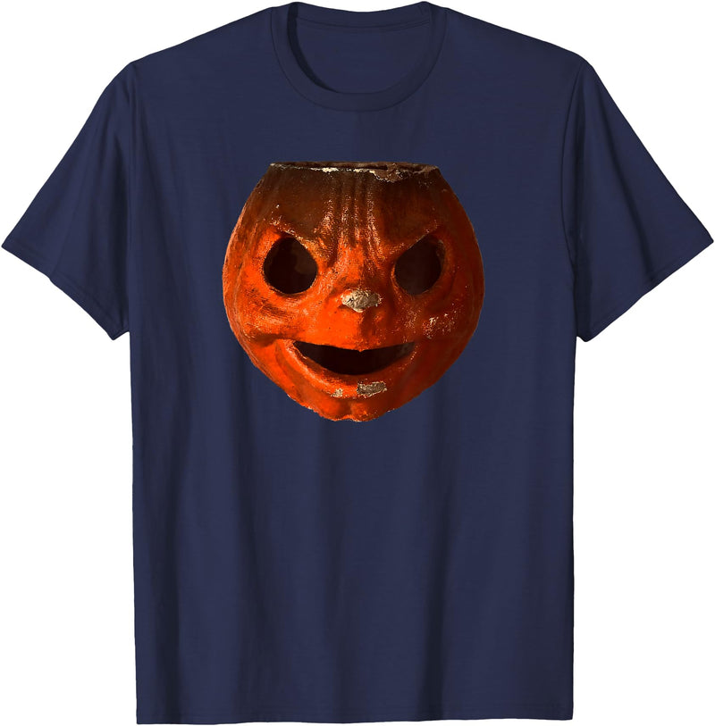 Imagine Graphics Creepy Vintage Halloween Pumpkin T-Shirt - Navy Blue