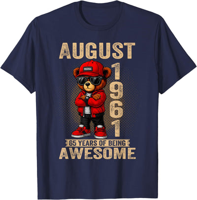 August 1961 65 Years of Being Awesome Bear T-Shirt