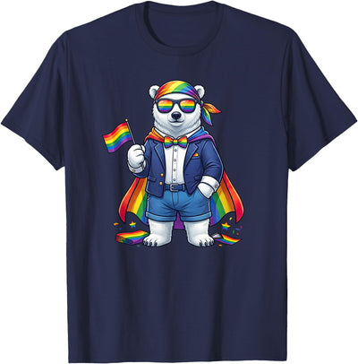 LGBTQ Polar Bear Lovers Costume for Boy Girl Funny Polar Bear LGBT Rainbow Lesbian Gay Pride Women Men T-Shirt