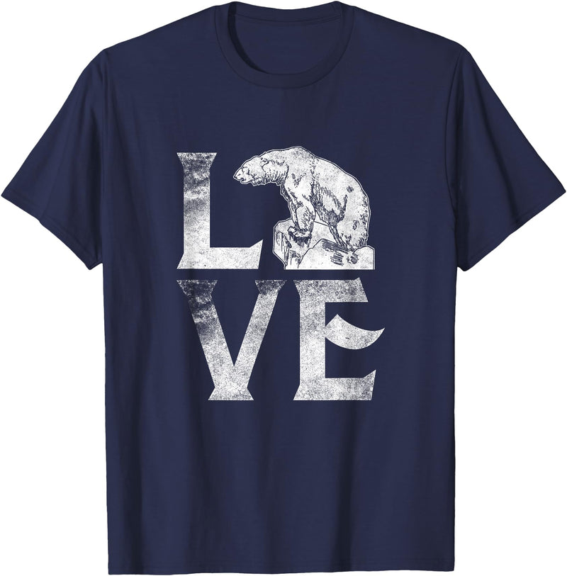 Love Polar Bears - White Bear T shirt, Tee Love Polar Bears T-shirt Cute White Bear Gift Climate Change T-Shirt - Navy Blue