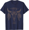 Slay It Honestly Tees 1883 Boho Cow Skull Cute Country Western Yellowstone Graphic T-Shirt - Navy Blue