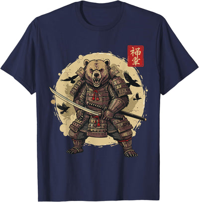 Samurai Bear Shirt Warrior Vintage Graphic Japanese Men T-Shirt