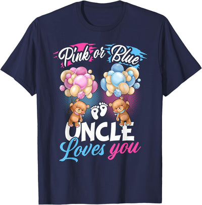 Bears Pink Or Blue Uncle Loves You Gender Reveal T-Shirt