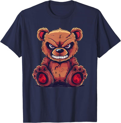 Cartoon Teddy Art I Grumpy Teddy Evil Teddy Bear T-Shirt