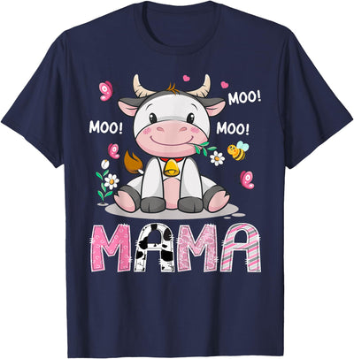 Pink Birthday Girl Party Cow Lover Mama Cute Cow Pink Farm T-Shirt