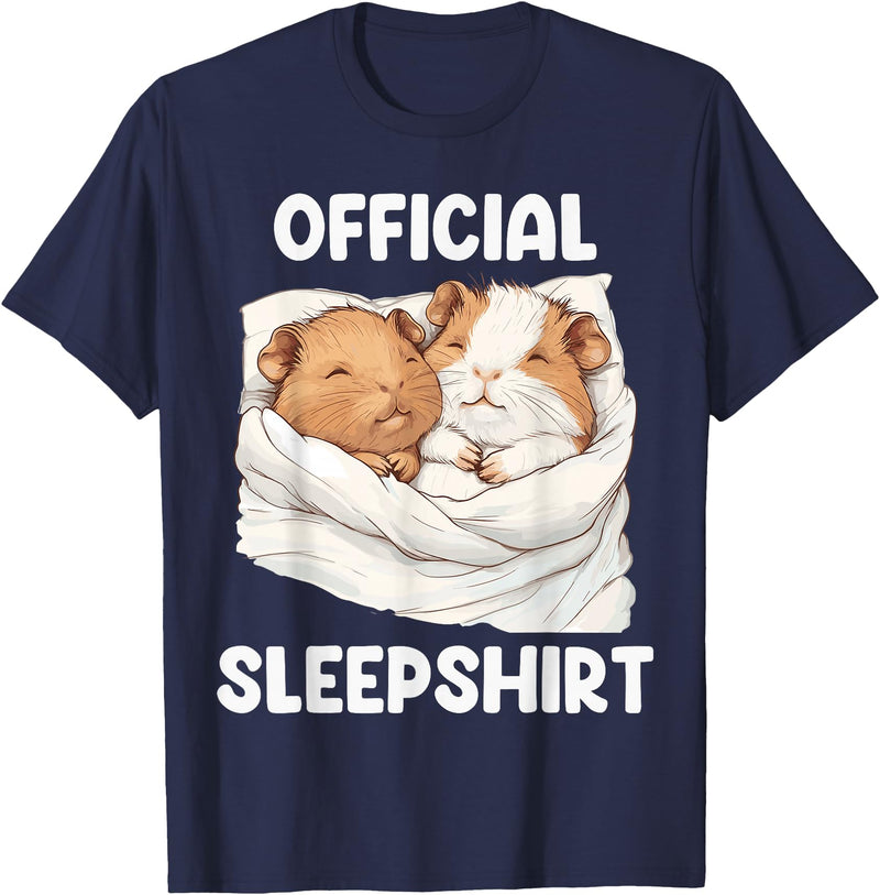 Cute Sleeping Guinea Pigs Pajama Official Sleepshirt Sleeping Guinea Pig Animal Lovers Pajama T-Shirt - Navy Blue