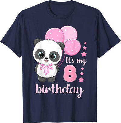 Birthday Girl 8 Panda Pink Balloons T-Shirt