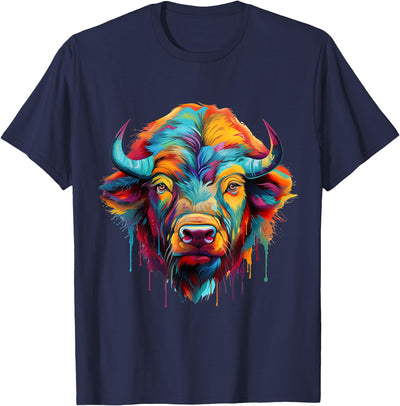 Cow Bison American Buffalo Colorful Artwork Animal Art Bison T-Shirt