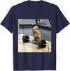 Hamster Deadlift Training Funny Cute Rat Weightlifting Meme T-Shirt - Navy Blue