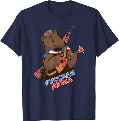 Funny Traditional Russian Bear Russian Soul T-Shirt