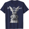 Retro Who the F_ck Is Alice Funny Rabbit T-Shirt in Navy Blue