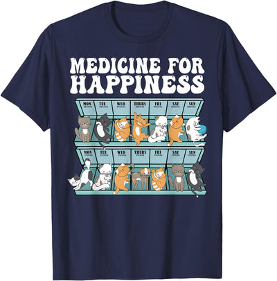 Medicine For Happiness Kitten Gifts Graphic Tees Cat Medicine Funny Cat Gifts For Cat Lover, Cat Dad, Cat Mom T-Shirt