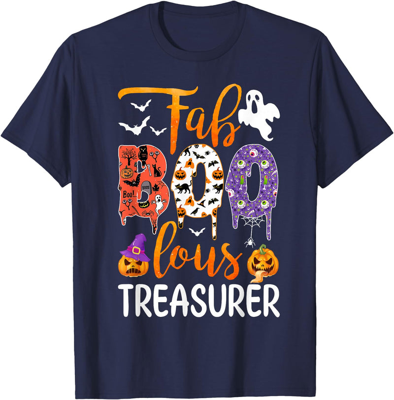 Fab Boo Lous Halloween Costume Fab Boo Lous Treasurer Boo Ghost Pumpkin Halloween T-Shirt - Navy Blue