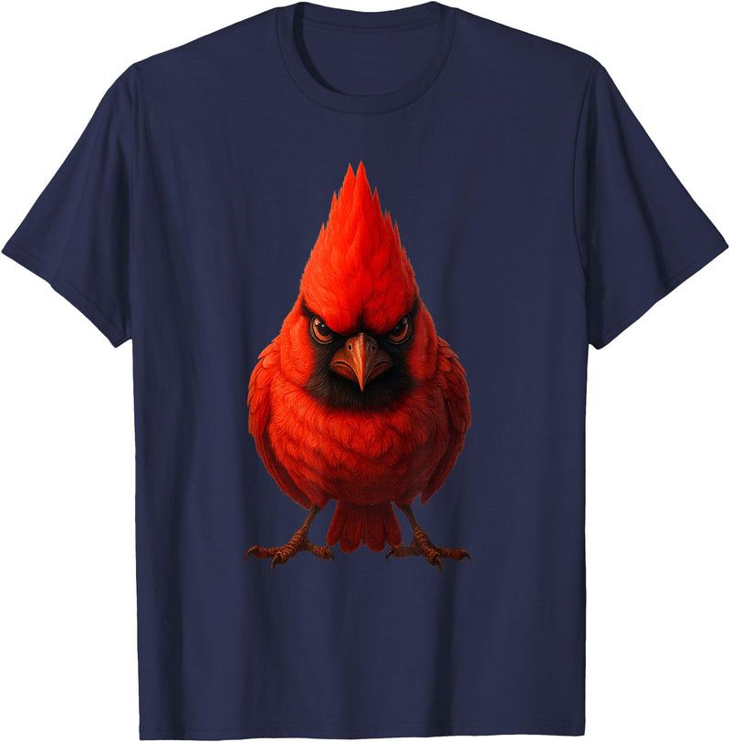 I just really like animals Angry Cardinal Artwork Red Bird Nature Wildlife Graphic T-Shirt - Navy Blue