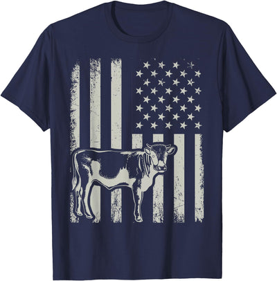 American Bull Riding Cowboy 4th of July Usa Flag Proud T-Shirt