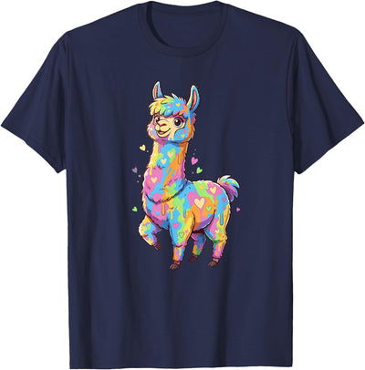 Rainbow Llama Love Pastel Hearts Kawaii Colorful Rainbow Heart Llama Kawaii Cute T-Shirt