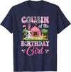 Cow First Birthday Girl Family Cousin Of The Birthday Girl 1St Birthday Cow Farm Family T-Shirt - Navy Blue
