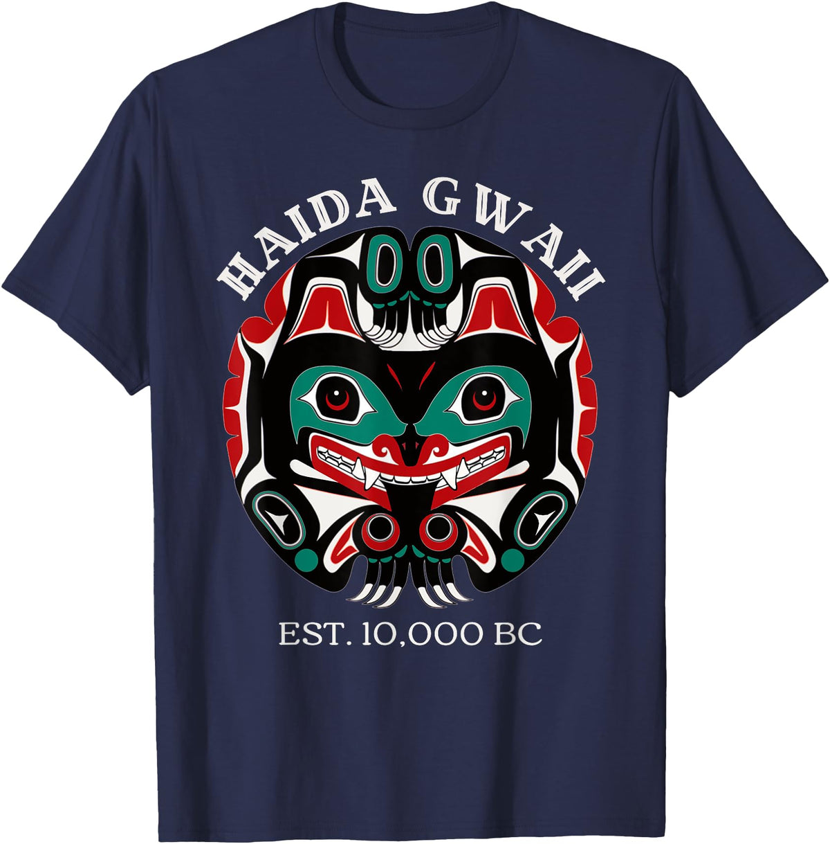 Tribal America Alaska Native American Art Tlingit & Haida Eagle Bear Spirit T-Shirt - Navy Blue