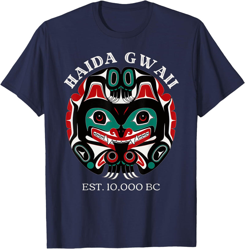 Tribal America Alaska Native American Art Tlingit & Haida Eagle Bear Spirit T-Shirt - Navy Blue