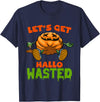 Lets Get Hallowasted Drunk Pumpkin Halloween Lets Get Hallowasted Drunk Pumpkin Funny Halloween T-Shirt - Navy Blue