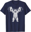 Funny Polar Bear Fitness Meme Polar Bear Gym Deadlift Workout Weightlifting T-Shirt - Navy Blue