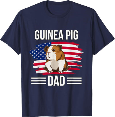 Cavy US Flag 4th Of July Father's Day Guinea Pig Dad T-Shirt