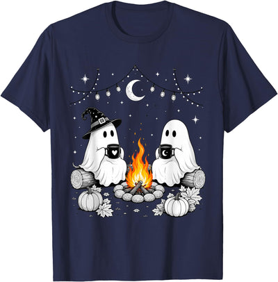 Ghost Camping Halloween Spooky Season Camper Men Women Kids T-Shirt